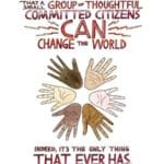 Hand drawn quote: citizens can change the world.