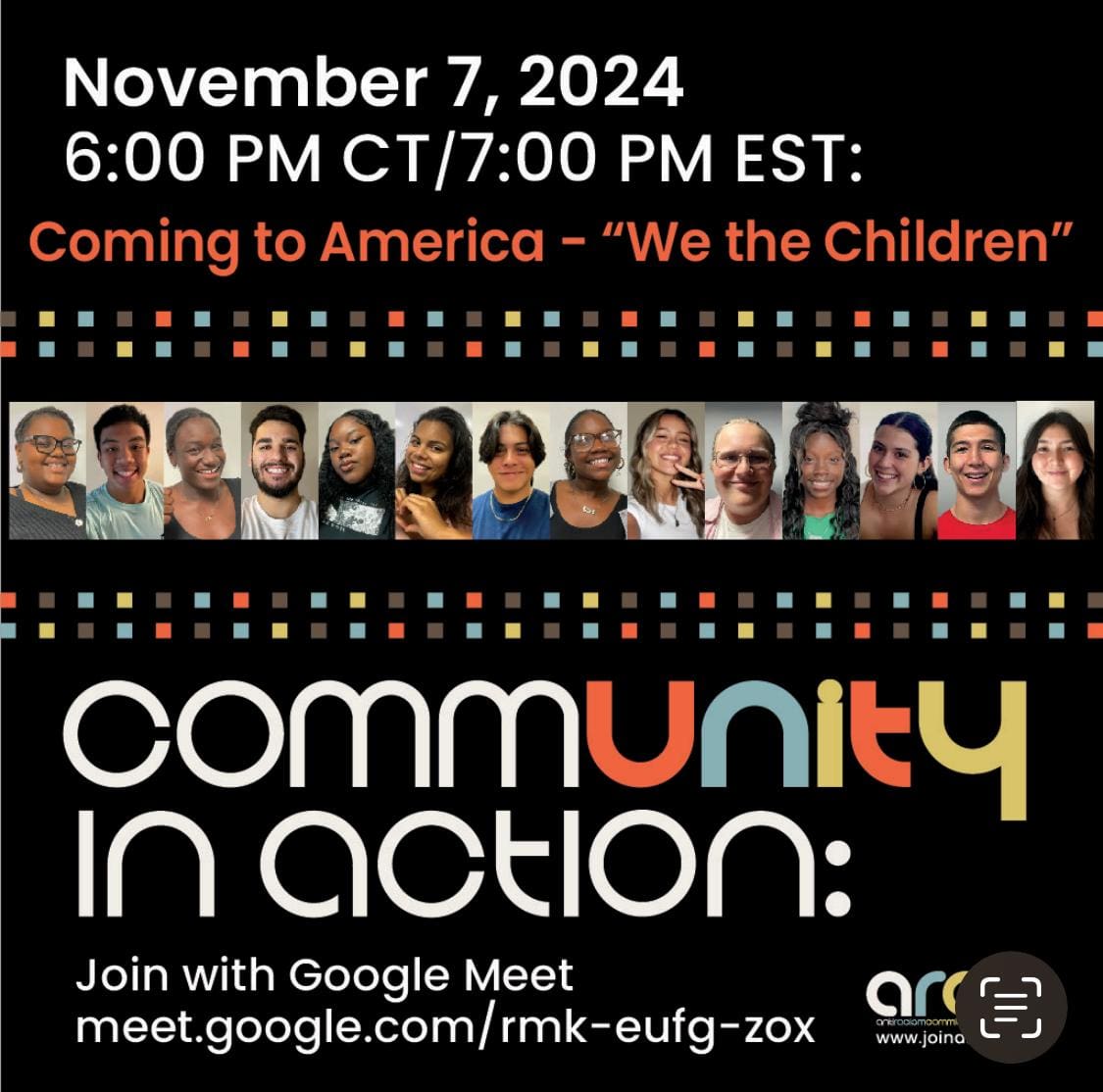 Feature image for a virtual event on november 7 titled - "we the children"